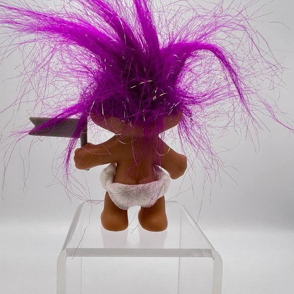1993 Happy New Year Troll Doll With Purple Hair With Sparkles & Diaper - Picture 7 of 10